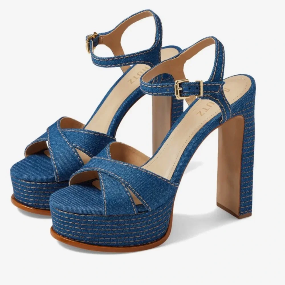 Schutz Keefa Casual Denim Sandal - Picture 1 of 9